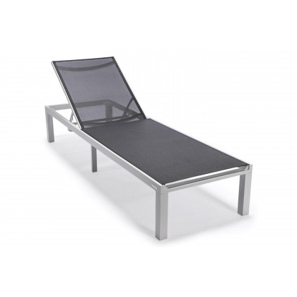 LeisureMod - Marlin Patio Chaise Lounge Chair With Black Aluminum Frame