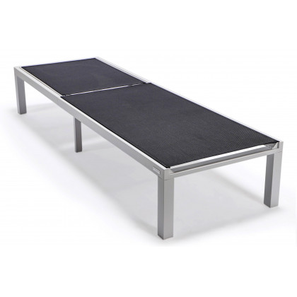 LeisureMod Marlin Patio Chaise Lounge Chair With White Aluminum Frame - Black