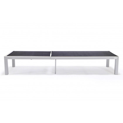 LeisureMod Marlin Patio Chaise Lounge Chair With White Aluminum Frame - Black