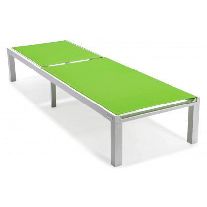 LeisureMod Marlin Patio Chaise Lounge Chair With White Aluminum Frame - Green