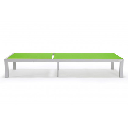LeisureMod Marlin Patio Chaise Lounge Chair With White Aluminum Frame - Green