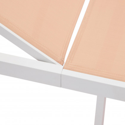 LeisureMod Marlin Patio Chaise Lounge Chair With White Aluminum Frame - Light Brown