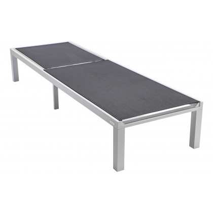 LeisureMod Marlin Modern White Aluminum Outdoor Patio Chaise Lounge Chair with Square Fire Pit Side Table - Black