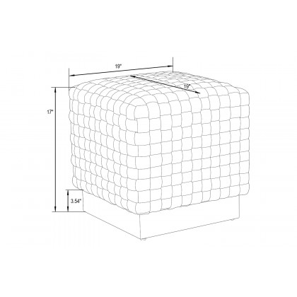 LeisureMod Myrtle 19" Square Weave Design Velvet Ottoman with Gold Base - Orange/Marmalade