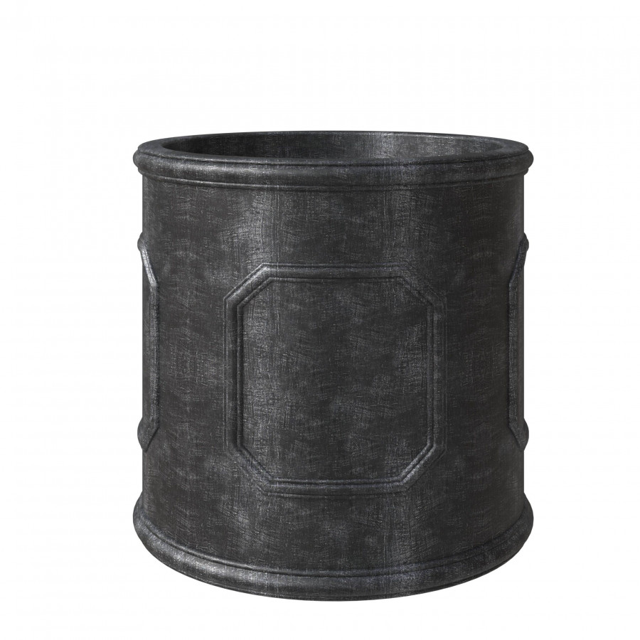 LeisureMod Meadow Modern 13" Round Planter Pot in Fiberstone - Black
