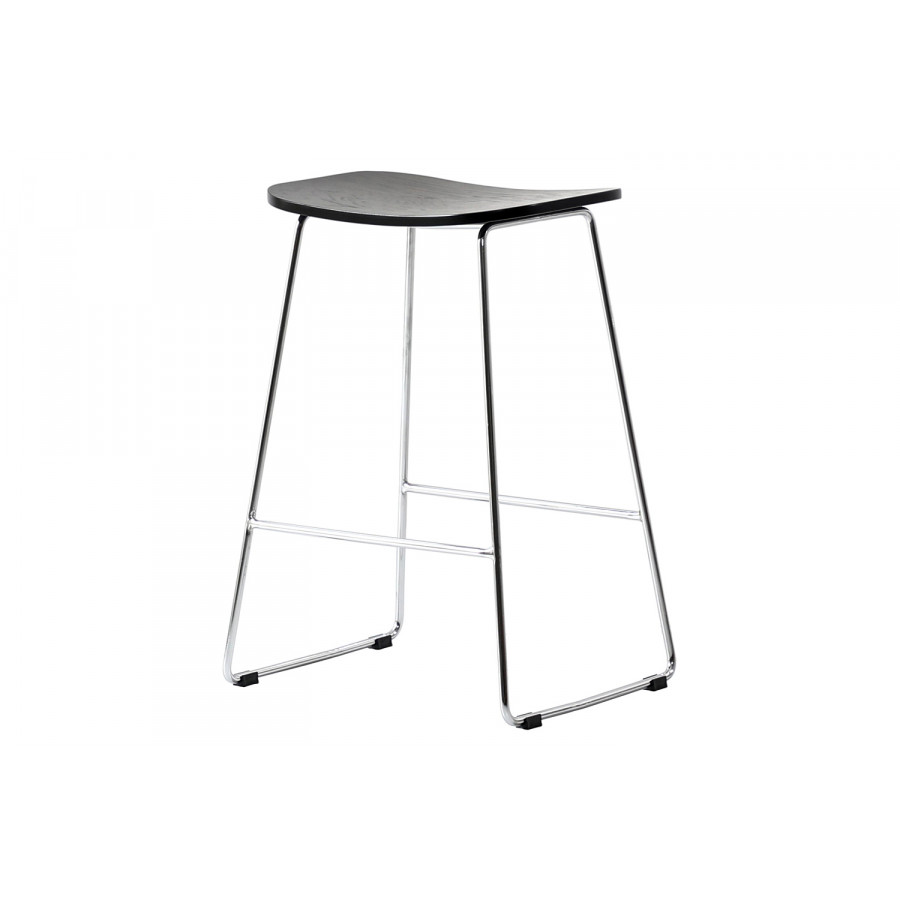 LeisureMod - Melrose Modern Wood Counter Stool with Chrome Frame