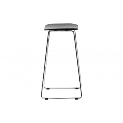 LeisureMod Melrose Modern Wood Counter Stool with Chrome Frame - Black