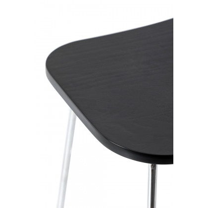 LeisureMod Melrose Modern Wood Counter Stool with Chrome Frame - Black