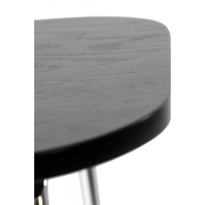 LeisureMod Melrose Modern Wood Counter Stool with Chrome Frame - Black