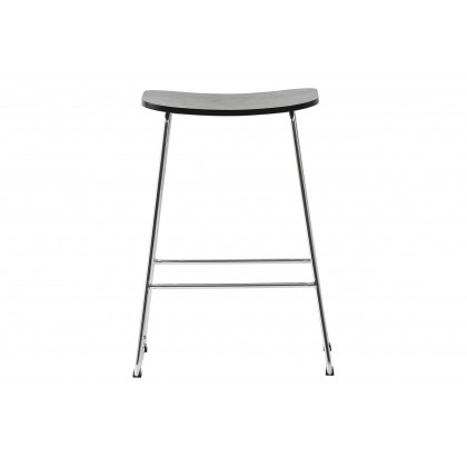 LeisureMod Melrose Modern Wood Counter Stool With Chrome Frame (Set Of 4) - Black