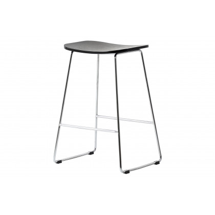 LeisureMod Melrose Modern Wood Counter Stool With Chrome Frame (Set Of 4) - Black