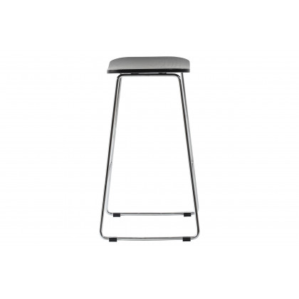 LeisureMod Melrose Modern Wood Counter Stool With Chrome Frame (Set Of 4) - Black