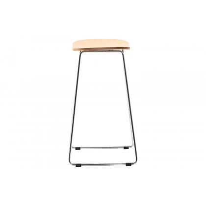 LeisureMod Melrose Modern Wood Counter Stool with Chrome Frame - Natural Wood