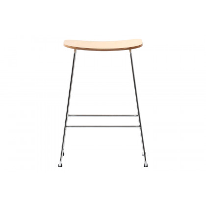 LeisureMod Melrose Modern Wood Counter Stool with Chrome Frame - Natural Wood