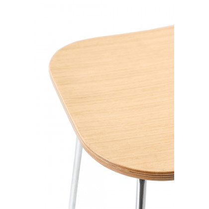 LeisureMod Melrose Modern Wood Counter Stool with Chrome Frame - Natural Wood