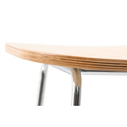 LeisureMod Melrose Modern Wood Counter Stool with Chrome Frame - Natural Wood