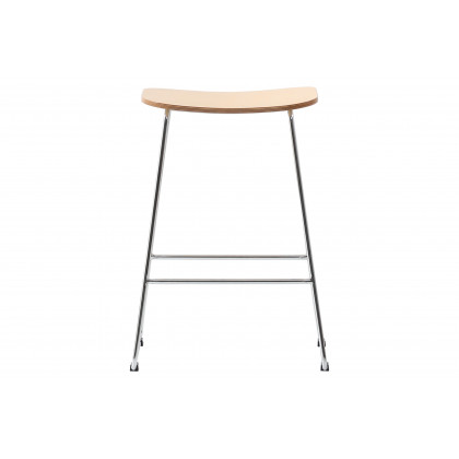 LeisureMod Melrose Modern Wood Counter Stool With Chrome Frame (Set Of 2) - Natural