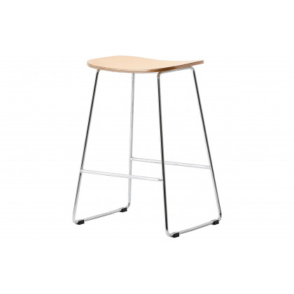 LeisureMod Melrose Modern Wood Counter Stool With Chrome Frame (Set Of 2) - Natural