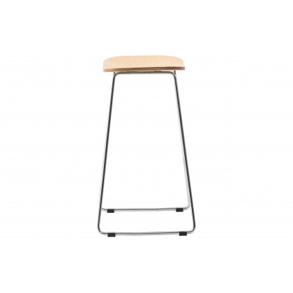 LeisureMod Melrose Modern Wood Counter Stool With Chrome Frame (Set Of 2) - Natural