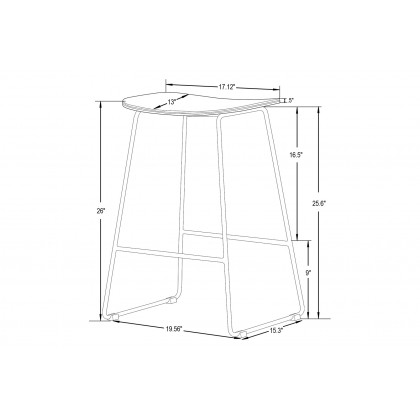 LeisureMod Melrose Modern Wood Counter Stool With Chrome Frame (Set Of 2) - Natural