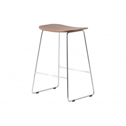 LeisureMod - Melrose Modern Wood Counter Stool with Chrome Frame
