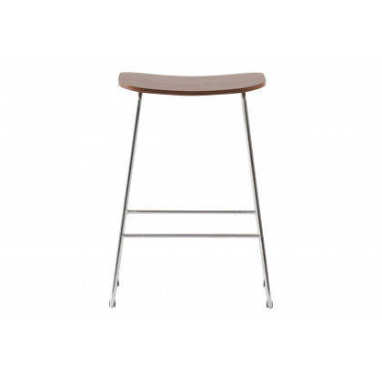 LeisureMod Melrose Modern Wood Counter Stool with Chrome Frame - Walnut