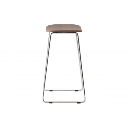 LeisureMod Melrose Modern Wood Counter Stool with Chrome Frame - Walnut