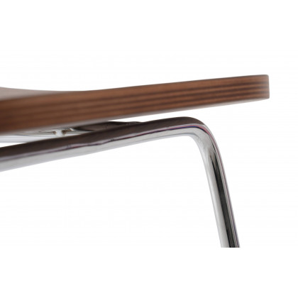 LeisureMod Melrose Modern Wood Counter Stool with Chrome Frame - Walnut