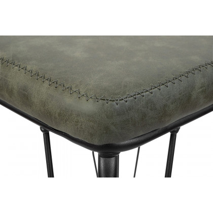 LeisureMod Millard Leather Bar Stool with Metal Frame - Olive Green