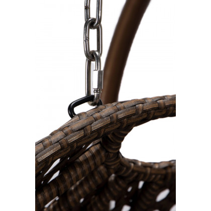 LeisureMod Mendoza Dark Brown Wicker Hanging 2 Person Egg Swing Chair - Dark Gray