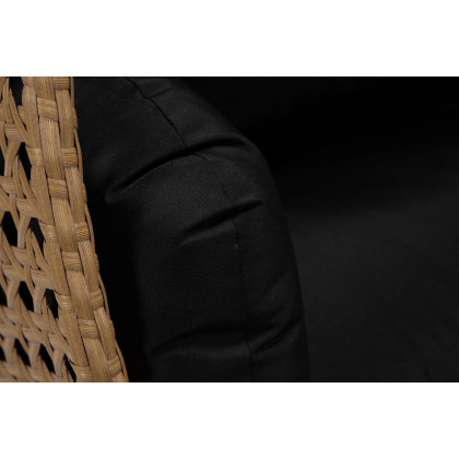 LeisureMod Mendoza Light Brown Wicker Hanging 2 Person Egg Swing Chair - Black
