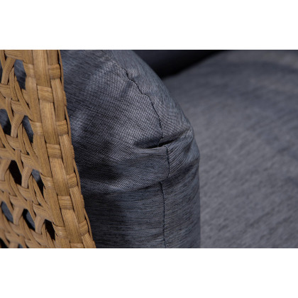 LeisureMod Mendoza Light Brown Wicker Hanging 2 Person Egg Swing Chair - Charcoal