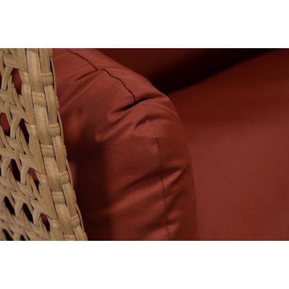 LeisureMod Mendoza Light Brown Wicker Hanging 2 Person Egg Swing Chair - Cherry