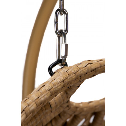 LeisureMod Mendoza Light Brown Wicker Hanging 2 Person Egg Swing Chair - Light Green