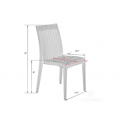 LeisureMod Mace Mid-Century 5-Piece Outdoor Dining Set - White