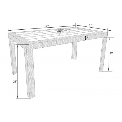 LeisureMod Mace Weave Design Outdoor Dining Table - Black