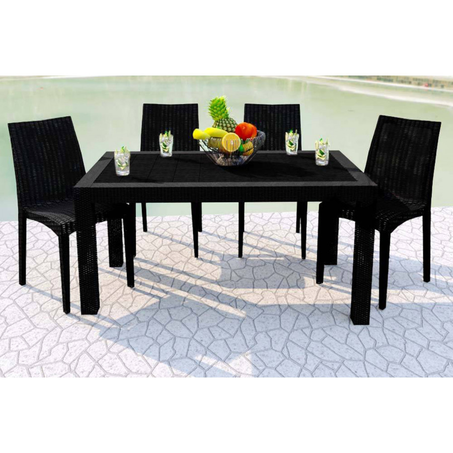 LeisureMod - Mace Weave Design Outdoor Dining Table