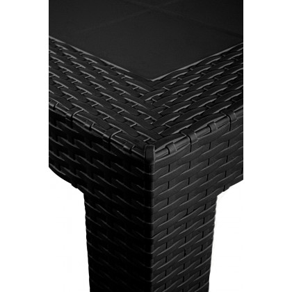 LeisureMod Mace Weave Design Outdoor Dining Table - Black