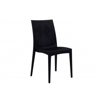 LeisureMod Mace Mid-Century 7-Piece Outdoor Dining Set - Black