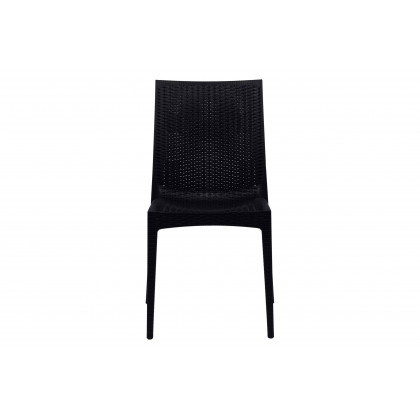 LeisureMod Mace Mid-Century 7-Piece Outdoor Dining Set - Black