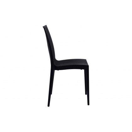 LeisureMod Mace Mid-Century 7-Piece Outdoor Dining Set - Black