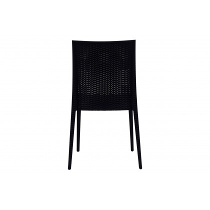 LeisureMod Mace Mid-Century 7-Piece Outdoor Dining Set - Black