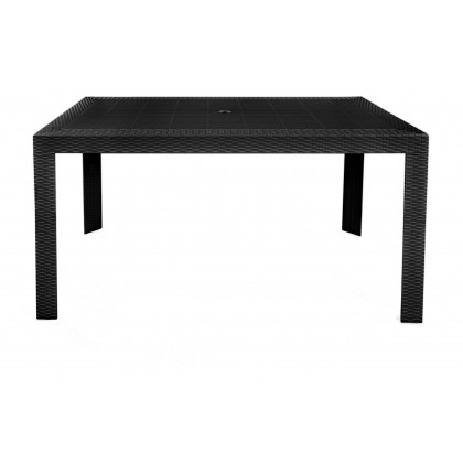 LeisureMod Mace Mid-Century 7-Piece Outdoor Dining Set - Black