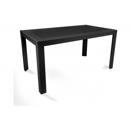 LeisureMod Mace Mid-Century 7-Piece Outdoor Dining Set - Black