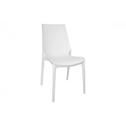 LeisureMod Kent Mid-Century Modern 7-Piece Rectangular Outdoor Dining Set with 4 Side Chairs and 2 Arm Chairs - White