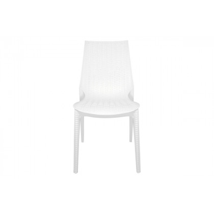 LeisureMod Kent Mid-Century Modern 7-Piece Rectangular Outdoor Dining Set with 4 Side Chairs and 2 Arm Chairs - White