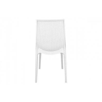 LeisureMod Kent Mid-Century Modern 7-Piece Rectangular Outdoor Dining Set with 4 Side Chairs and 2 Arm Chairs - White