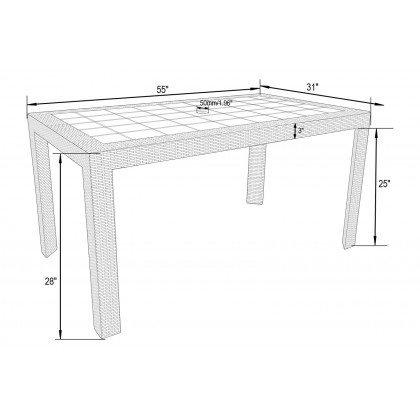 LeisureMod Kent Mid-Century Modern 7-Piece Rectangular Outdoor Dining Set with 4 Side Chairs and 2 Arm Chairs - White