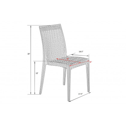 LeisureMod Mace Mid-Century 7-Piece Outdoor Dining Set - White And Black