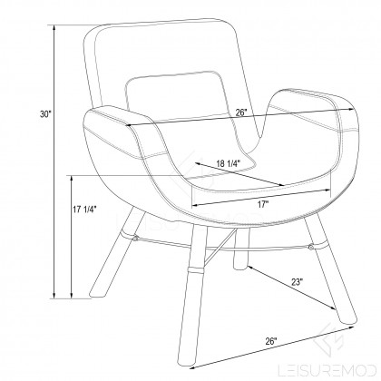 LeisureMod - Milwood Accent Chair with Dowel Legs in Gray